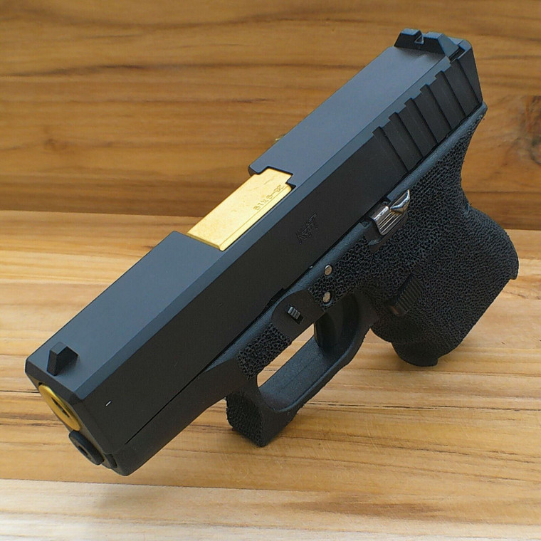 GLOCK 26 PATTERN SLIDE STYLE #3 COMPLETE ASSEMBLY WITH GOLD TIN BARREL