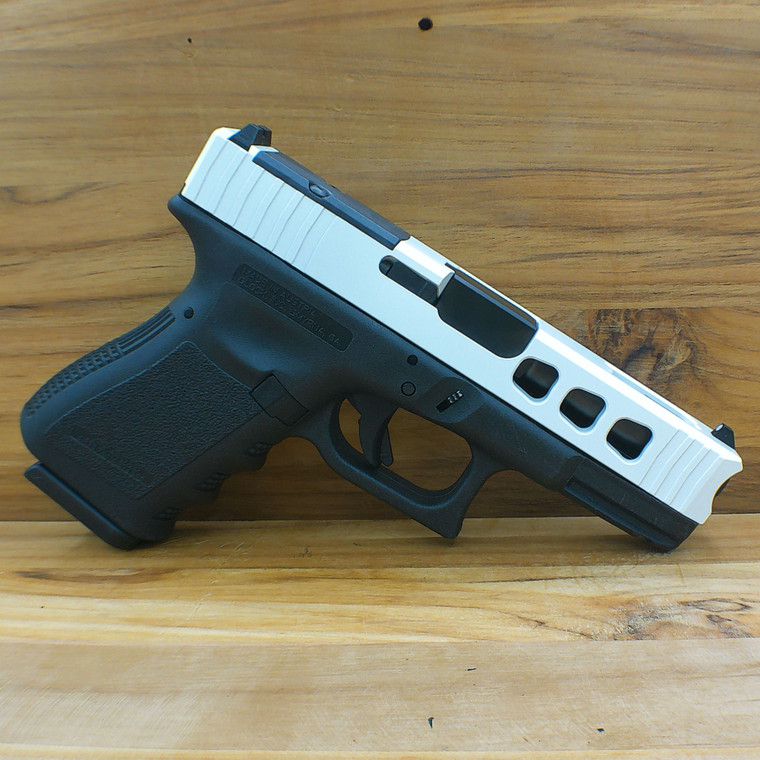 WHITE GLOCK 19 19X  GEN 5 SLIDE COMPLETE WITH BLACK PORTED BARREL