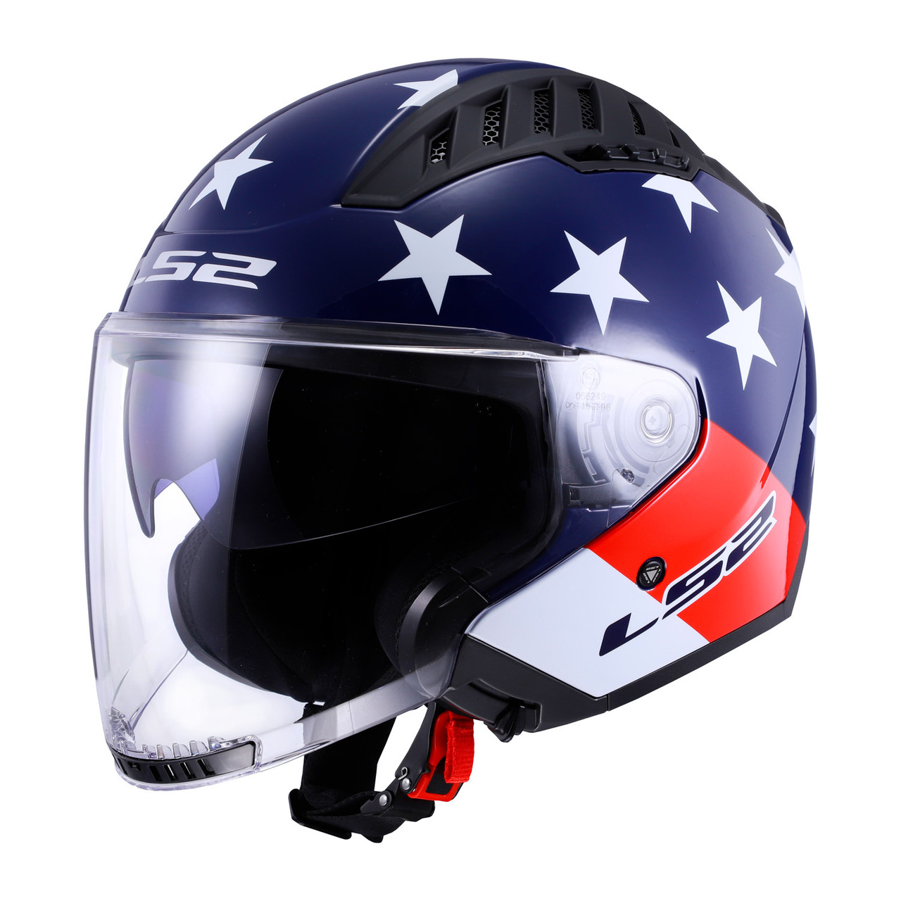 open face helmet american flag