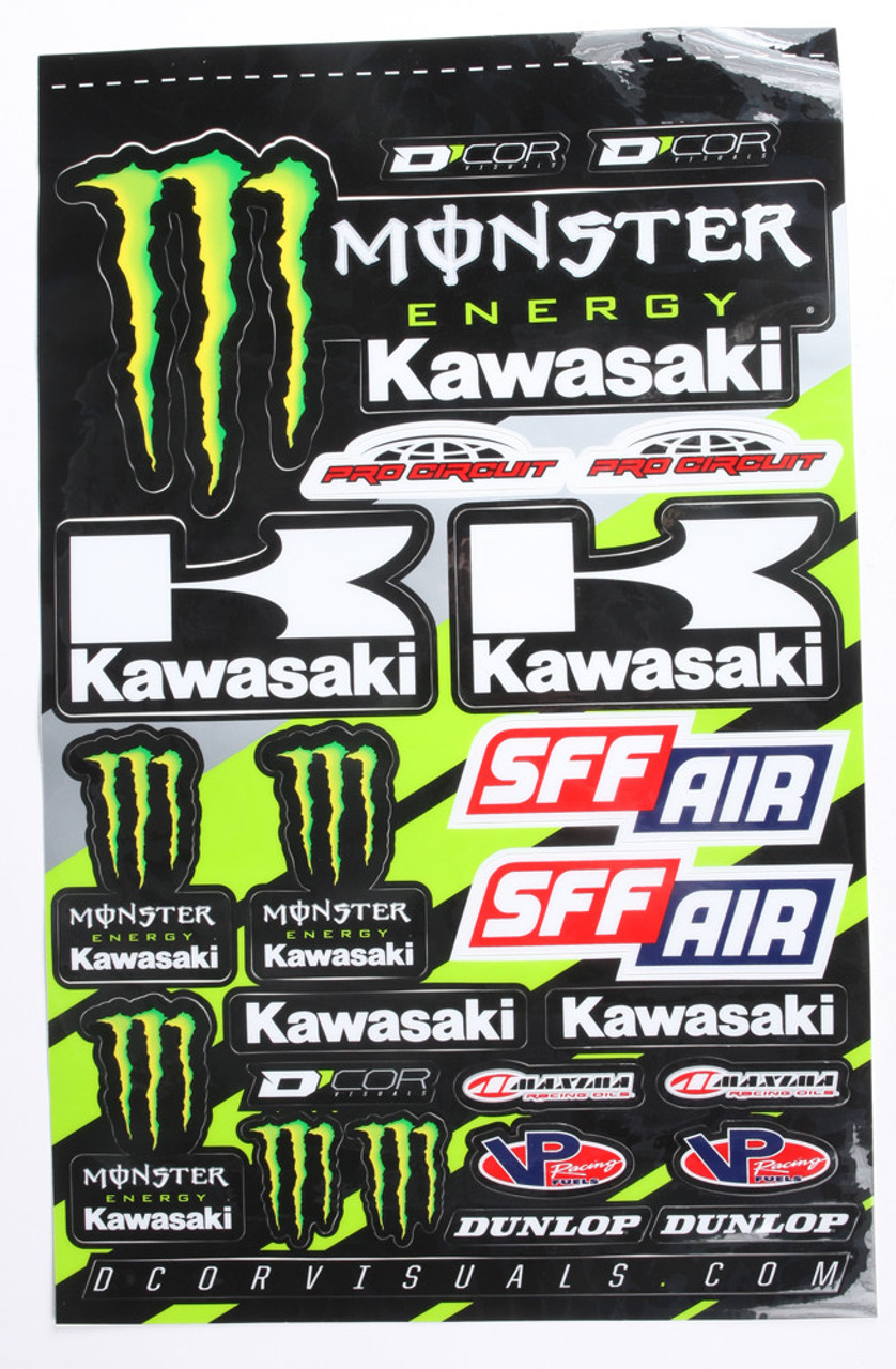 D-Cor Kawasaki / Monster Energy Decal Sheet - 12x18 inches - 12mil thick  #40-20-116 **BRAND NEW** - MC Powersports