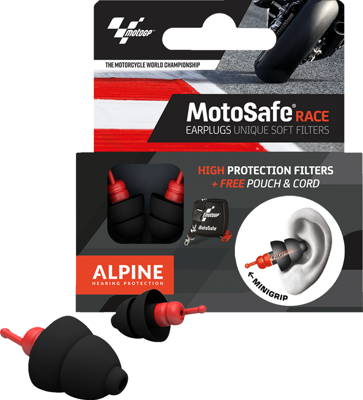 Alpine Hearing Protection MotoGP Motosafe Ear Plugs Race MC Powersports