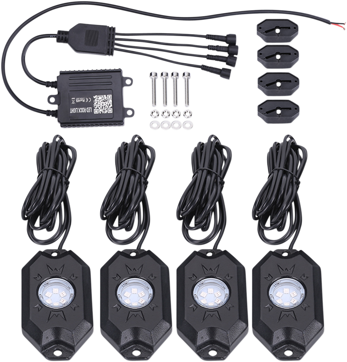 Haofy Kit Luci LED RGB Per Sottoscocca: 4 Luci Rock Lights Con APP Bluetooth E Telecomando (IP68, 156 Lumen) - 4