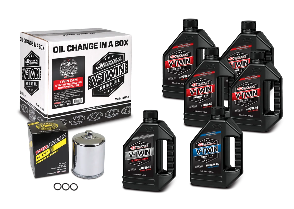 Winmax Engine Oil Maxima V-Twin Full Synthetic (20W-50) Engine Oil Kit with Chrome Pro ...