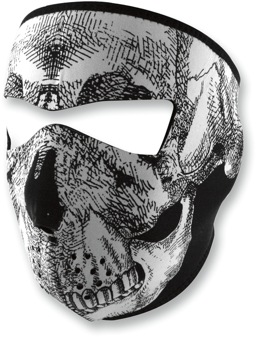 Zan headgear Skull Face Mask, Neoprene, Black/White