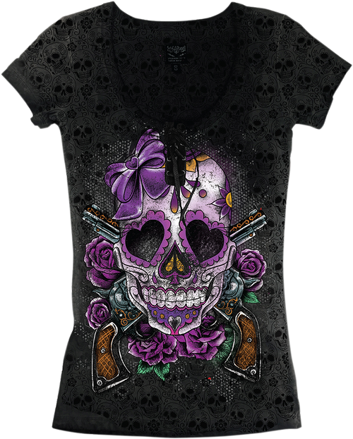 Lethal Threat Women's Day of the Dead (D.O.D.) Gun T-Shirt