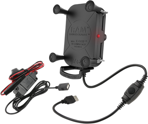 Ram Mounts Tough-Charge Waterproof Wireless Charging Mount w/Hardwire Charger