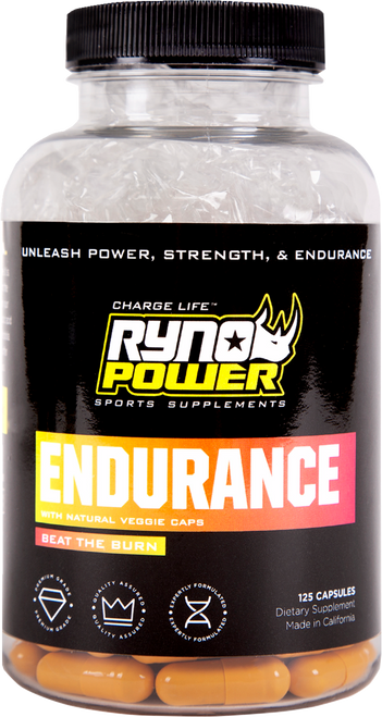 Ryno Power Endurance Stimulant-Free Energy Supplement - Capsules - 125 Count Bottle