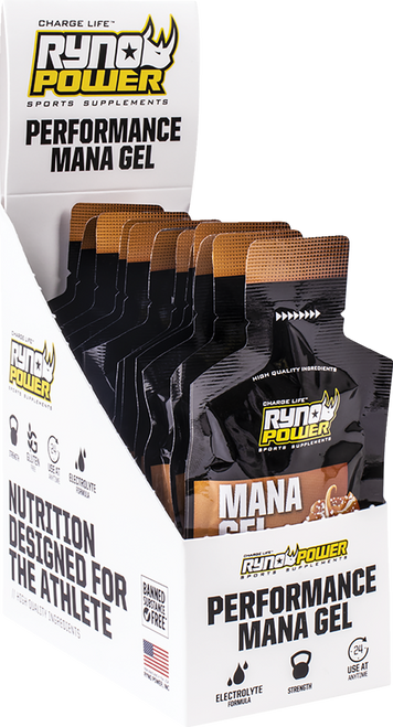 Ryno Power Mana Performance Gel - Salted Caramel - 12 Pack with Display Caddy