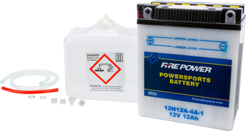 Fire Power Battery w/Acid 12N12A-4A-1 - 12V - Fits: Honda / Kawasaki & Yamaha Fire Power Battery w/Acid 12N12A-4A-1 - 12V - Fits: Honda / Kawasaki & Yamaha