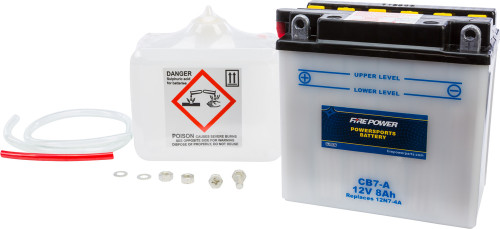 Fire Power Heavy Duty Battery w/Acid CB7-A - 12V - Fits: Arctic Cat & Suzuki