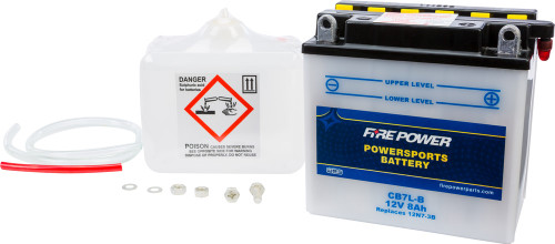 Fire Power Heavy Duty Battery w/Acid CB7L-B - 12V - Fits: Kawasaki & Yamaha