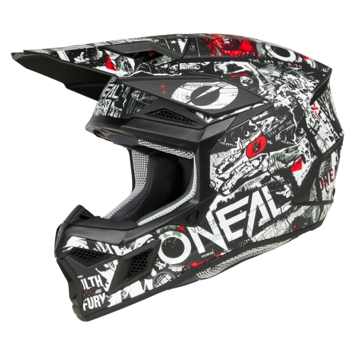 3 in one motorcycle helmet SRS Hexx Black/White O'NEAL Audio 20S Bluetooth compatibility. O'Neal 3SRS Haze MX Helmet