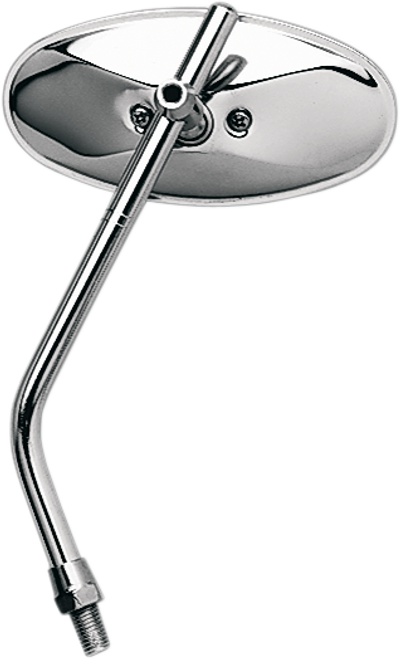 Emgo Universal Screw-In Stem Die-Cast Chopper Oval Side View Mirror - M10 x 1.25 - Chrome - Left #20-34834