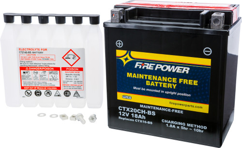 Fire Power Battery CTX20CH-BS Maintenance Free - Fits: Moto Guzzi,  Polaris, Suzuki