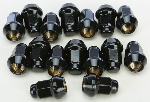AWC 10MM X 1.25 Tapered Lug Nuts Black 60' 14MM Head - 16/PK