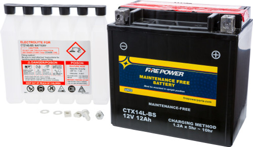 Fire Power CTX14L-BS Maintenance Free Battery - Fits: 2004-2018 Buell & Harley Davidson (see list) #CTX14L-BS