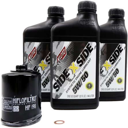 Klotz Side-By-Side Oil Change Kit - 5W-50(3-Packs) w/ Oil Filter HF-198 Crush Washer - Fits: 2013-2023 Polaris #KU-100