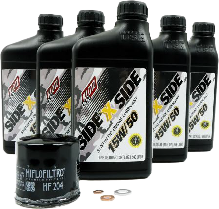 Klotz Side-By-Side Oil Change Kit - 15W-50(5-Packs) w/ Oil Filter HF-204 O-Ring & Crush Washer - Fits: 2016-2024 Yamaha #KU-107