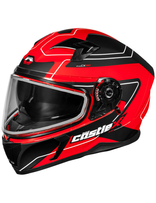 Castle X CX390 Atlas Modular Helmet w/Dual-Lens Shield - Matte Red / Black - Medium