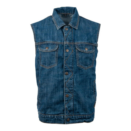 Milwaukee Motorcycle Clothing Company Men's Blue Denim Stone Washed Motorcycle Vest
