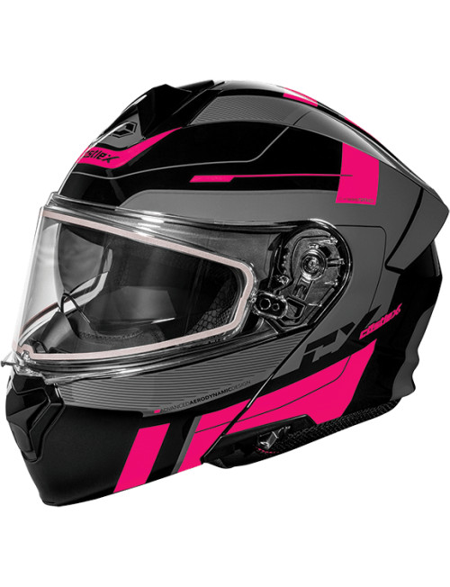 Castle X CX935 Raid Modular Helmet w/Dual-Lens Shield - Gloss Pink Glo / Charcoal - Small