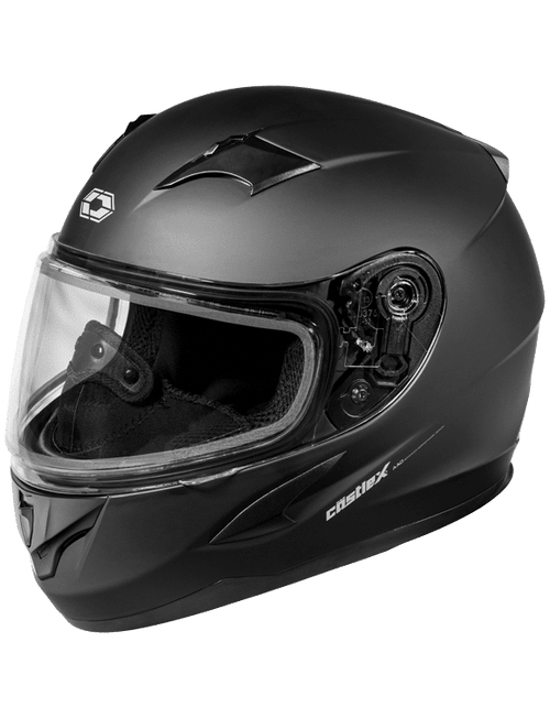 Castle X CX360 Youth Atlas Full-Face Helmet w/Dual-Lens Shield - Solid Matte Black - XL
