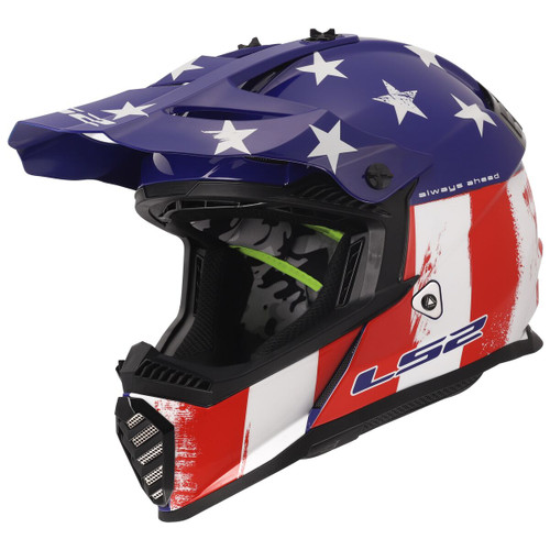 LS2 Youth Gate II Battle Scar Helmet - Medium - Red / White / Blue