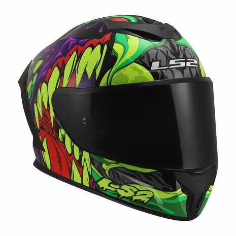 LS2 Rapid III Lycant Full Face Motorcycle Helmet - Gloss Black / Green / Purple - Large