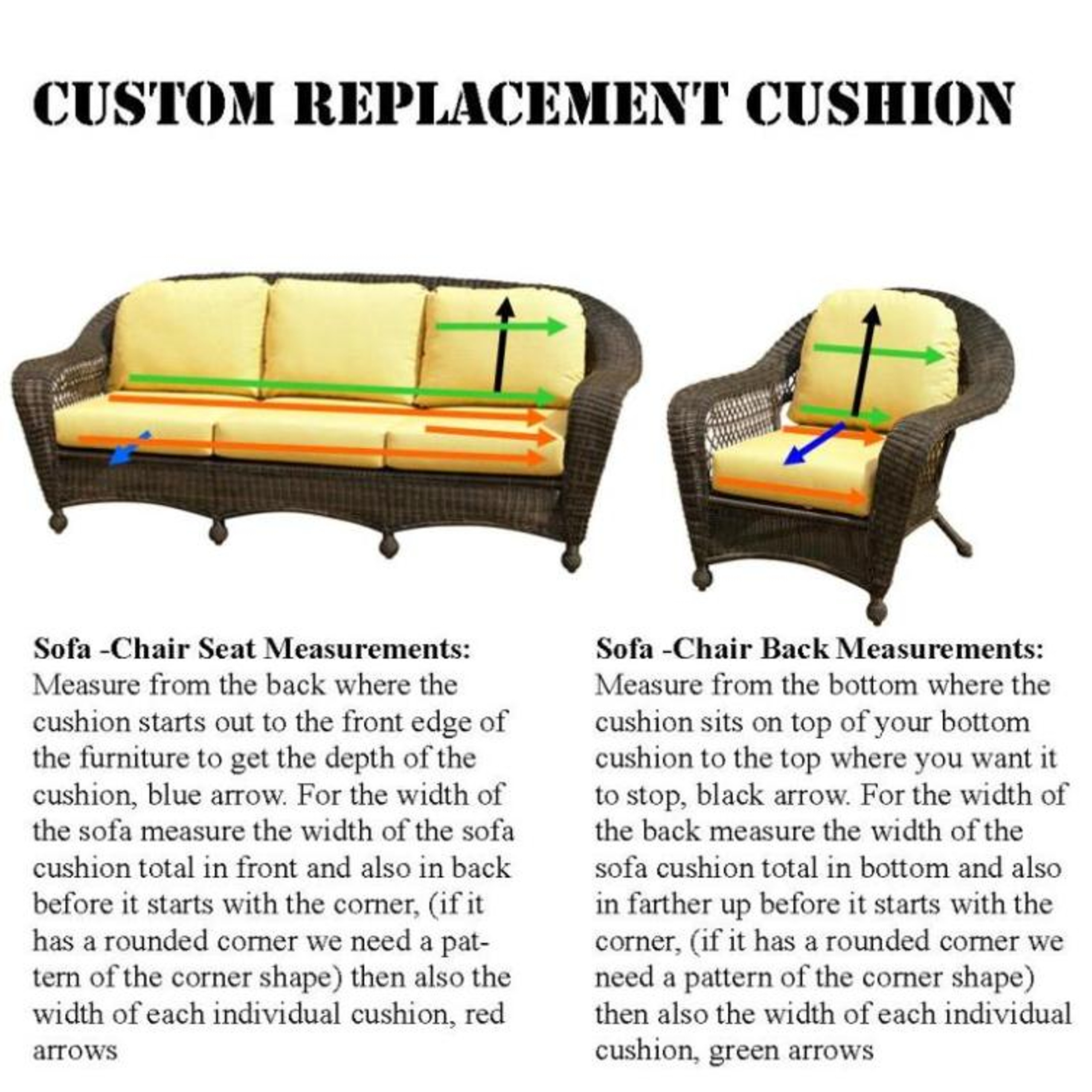 Custom Replacement Cushions Country View Wicker