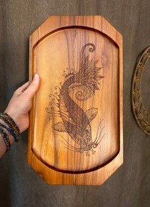 'Meta Koi' Teak Tray 