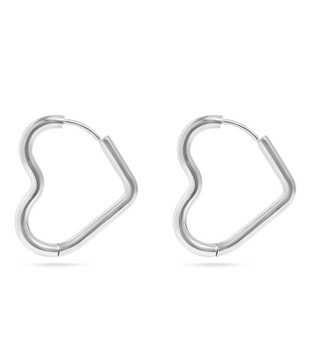 Stainless Steel Heart Huggie Earrings 
