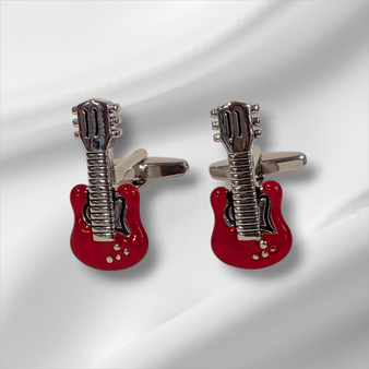 Red electric guitar cufflinks set