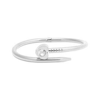 Stainless Steel nail Heart CZ bracelet