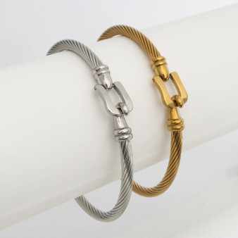 Stainless Steel Buckle Coil Bracelet 