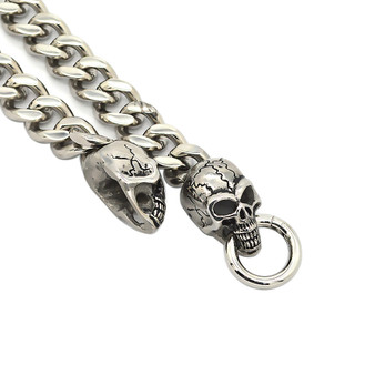 12 mm Stainless Steel Skull Curb Chain With circle spring clasp