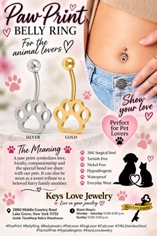 Paw Print Belly Ring 14g