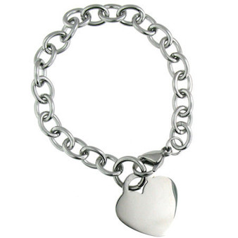 Stainless Steel 
 Blank Heart Bracelet  

 Available Sizes:7.5