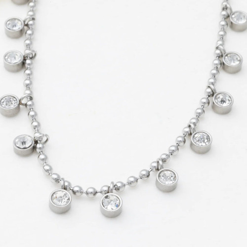 Stainless steel bezel drop necklace