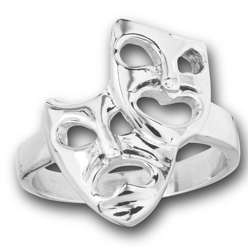 Stainless Steel Comedy-Tragedy Theater Mask Ring
Sizes 6-10