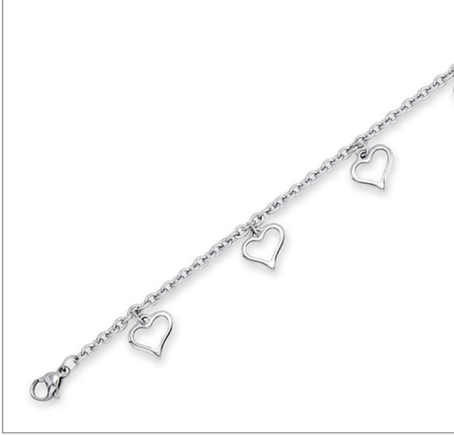 Stainless Steel Dangling Heart Anklet