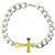 Stainless Steel Cross Bracelet  
Finish: Gold Plated Cross 
Size 8