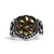 Stainless Steel 18K Gold Plated Fleur De Lis Shield Signet Ring / SCR4034