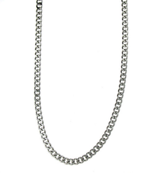Stainless Steel 
 Curb Chain 
 Necklace 
 Weight: 17.2 grams 
 Approx. Width: 4mm
 Available Lengths: 
 16",18",20",22",24", 26