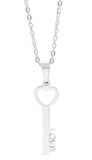 Stainless Steel Love Key pendant Necklace
