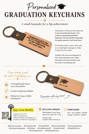 Graduation  wood and leather personalized keychain