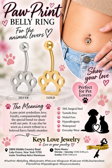 Paw Print Belly Ring 14g