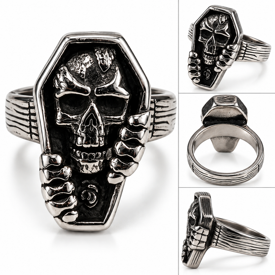 Skull coffin ring