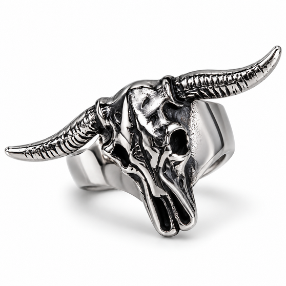 Stainless steel longhorn chunky ring