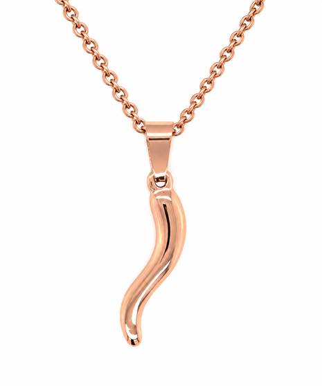 Stainless Steel Small Rose Gold plated Italian Horn includes Stainless steel Chain