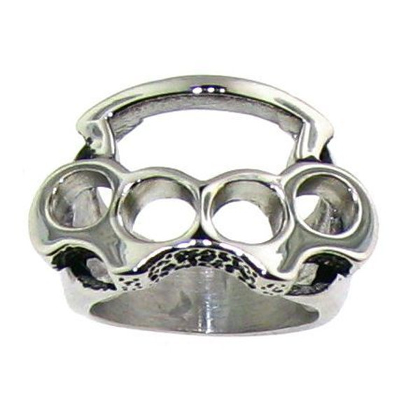 Stainless Steel Brass Knuckles Ring 
Approx. Width: 0.66 inches 
Approx. Weight: 11.1 grams

 
